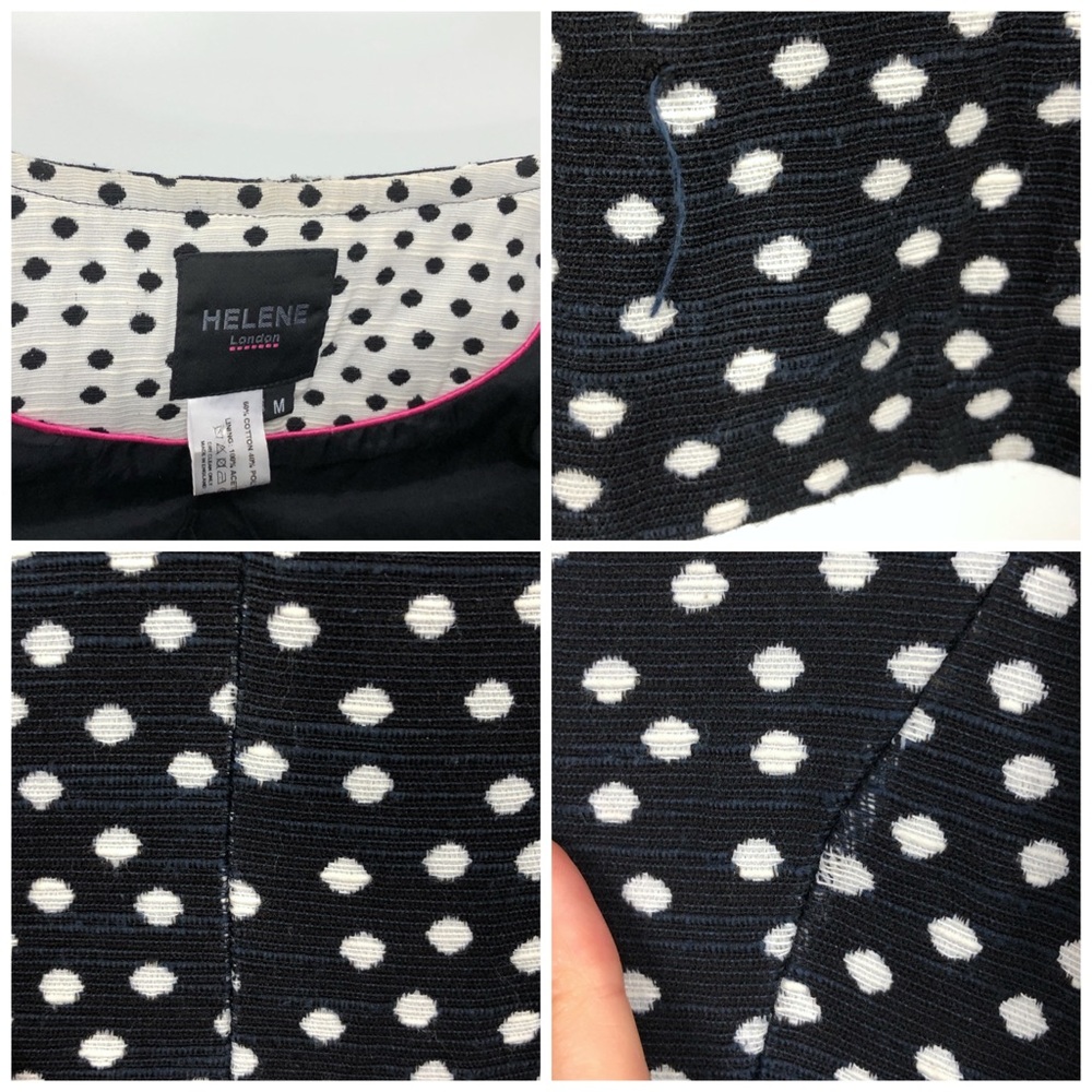 SOLD Helene Berman London Navy Polka Dot Zip Blazer - Picture 7 of 8